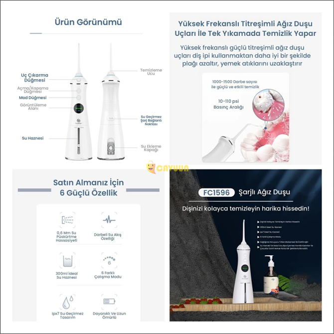 Npo Nicefeel FC1596 Портативный аккумуляторный массажный брекет-система для ухода за зубными протезами Профессиональный ирригатор для полости рта Стамбул - изображение 5