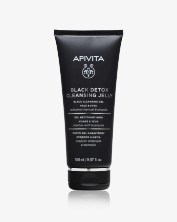 APIVITA Black Detox Cleansing Gel Face & Eyes With Propolis & Activated Charcoal 150ml 