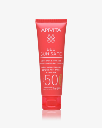 APIVITA Bee Sun Safe Anti-Spot & Anti-Age Defense Tinted Face Cream Spf50-Golden Tint 50ml 