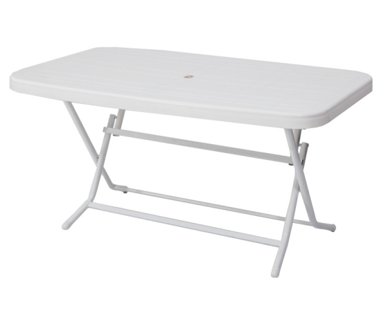 Delta Foldable Metal Leg Plastic Table White 90x150 Nicosia