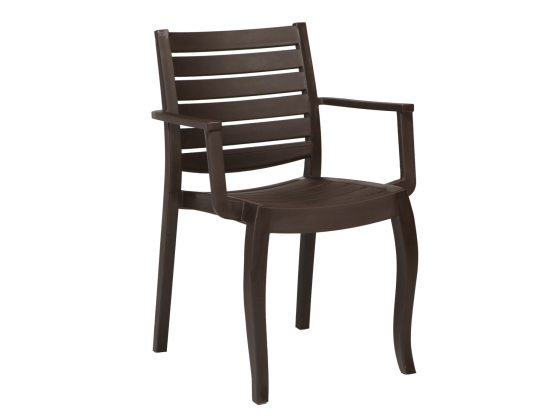 Zeus Starlux Plastic Arm Chair Brown Nicosia