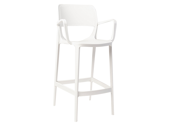 Bella Rainbow Plastic Arm Bar Chair White Nicosia