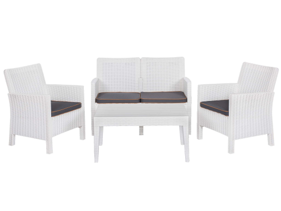 Nova Double White Set, With Cushion, 4 Pieces, 2+1+1+S Nicosia