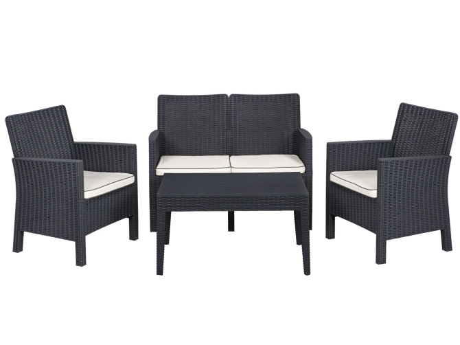 Nova Double Anthracite Set, Cushioned, 4 Pieces, 2+1+1+S Nicosia - изображение 1