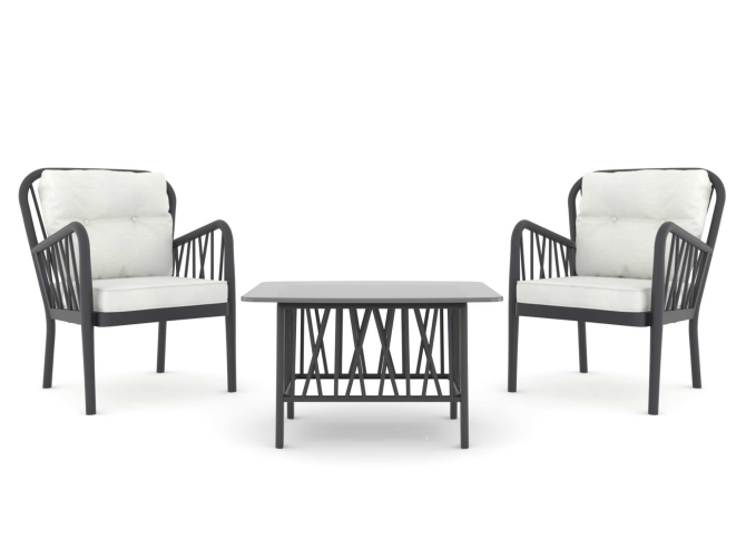 Gala Bistro Set - Gala Rainbow Cushioned Armchair Anthracite + Gala Glass Coffee Table, 1+1+S Nicosia - photo 1