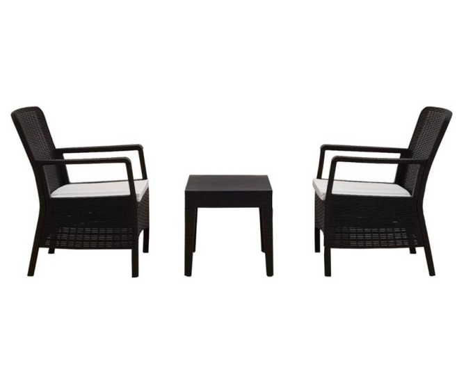 Orlando Balcony Set - Orlando Rainbow Rattan Cushioned Armchair Anthracite + Alaska XS Coffee Table, Nicosia - изображение 3