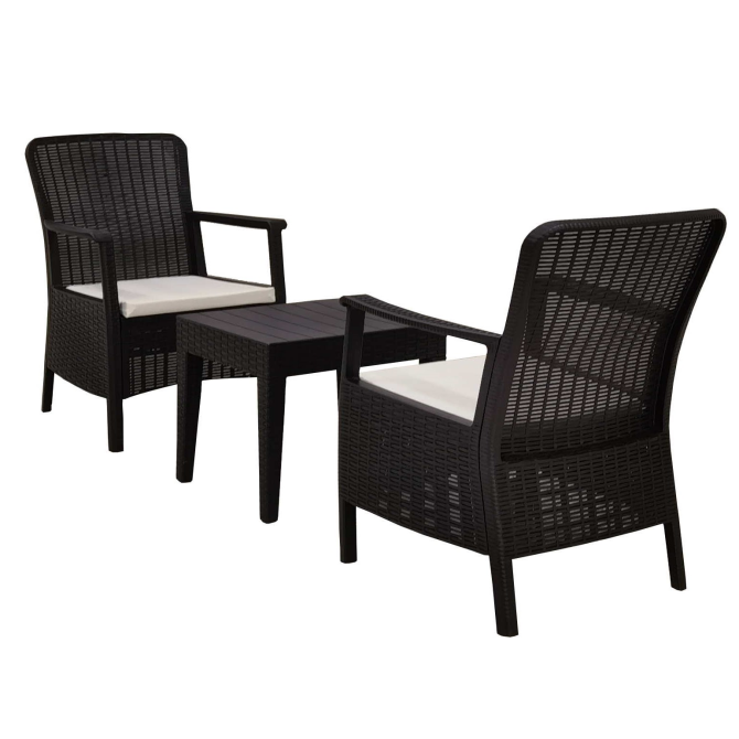 Orlando Balcony Set - Orlando Rainbow Rattan Cushioned Armchair Anthracite + Alaska XS Coffee Table, Nicosia - изображение 2