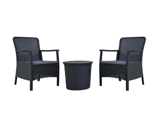 Orlando Bistro Set - Orlando Rainbow Rattan Cushioned Armchair Anthracite + Bistro Coffee Table, 1+1 Nicosia - photo 1