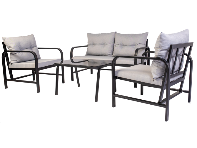 Palermo Cushioned Metal Double Black Set, 4 Pieces, 2+1+1+S Nicosia - photo 5