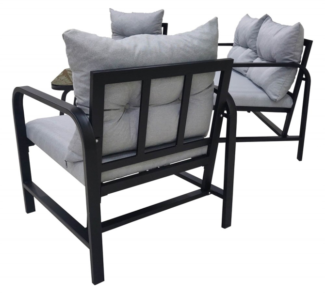 Palermo Cushioned Metal Double Black Set, 4 Pieces, 2+1+1+S Nicosia - изображение 6