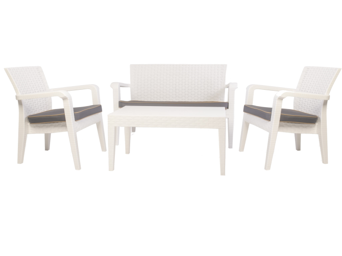 Alaska Double White Set, Cushioned, 4 Pieces, 2+1+1+S Nicosia - изображение 1