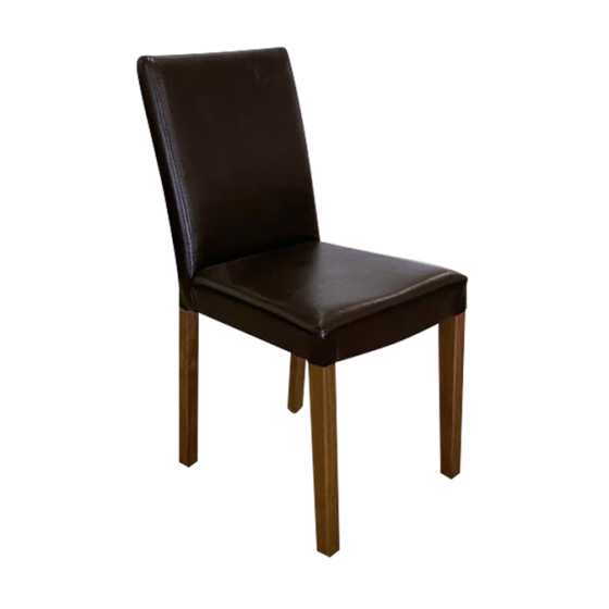 Nergiz Walnut Painted Chair with Brown Leather Upholstery Nicosia