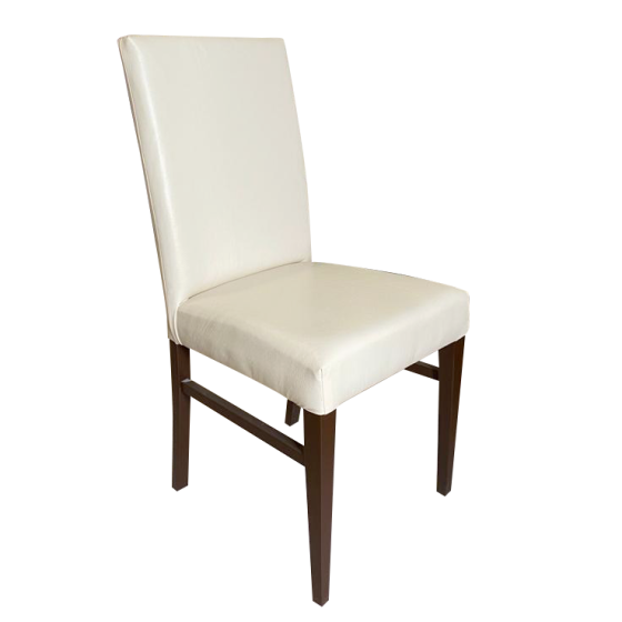 Nergiz Walnut Painted Chair with Cream Leather Upholstery Nicosia
