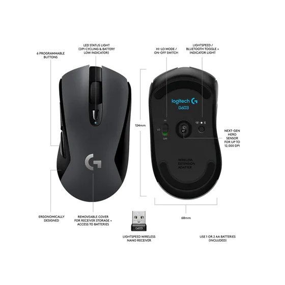 Gaming Mouse LOGITECH G603 Lightspeed  - photo 3
