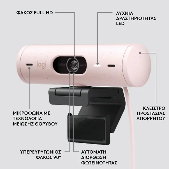 Webcam Logitech Brio 500 Full HD- Pink  - изображение 4